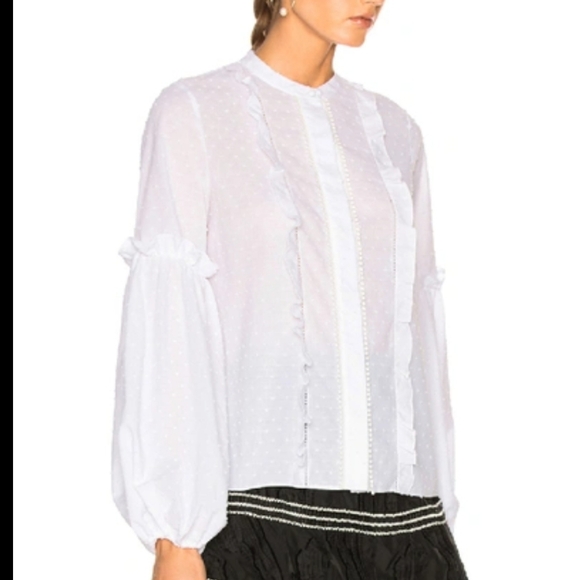 ALEXIS Lyric white dobby blouse balloon sleeves M - Picture 3 of 15